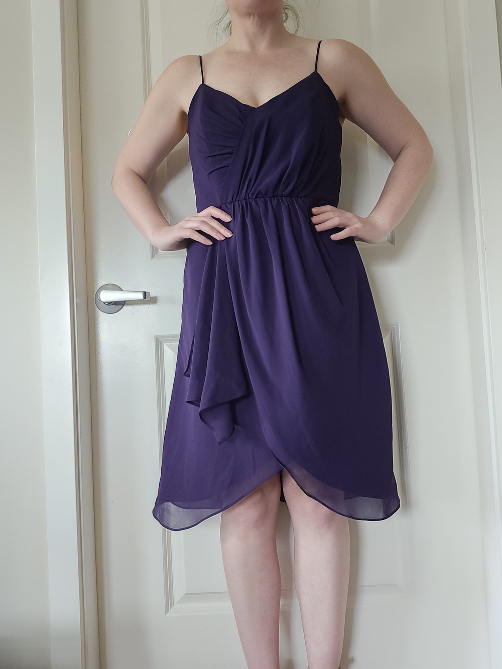 Purple Spaghetti Strap Wrap Dress